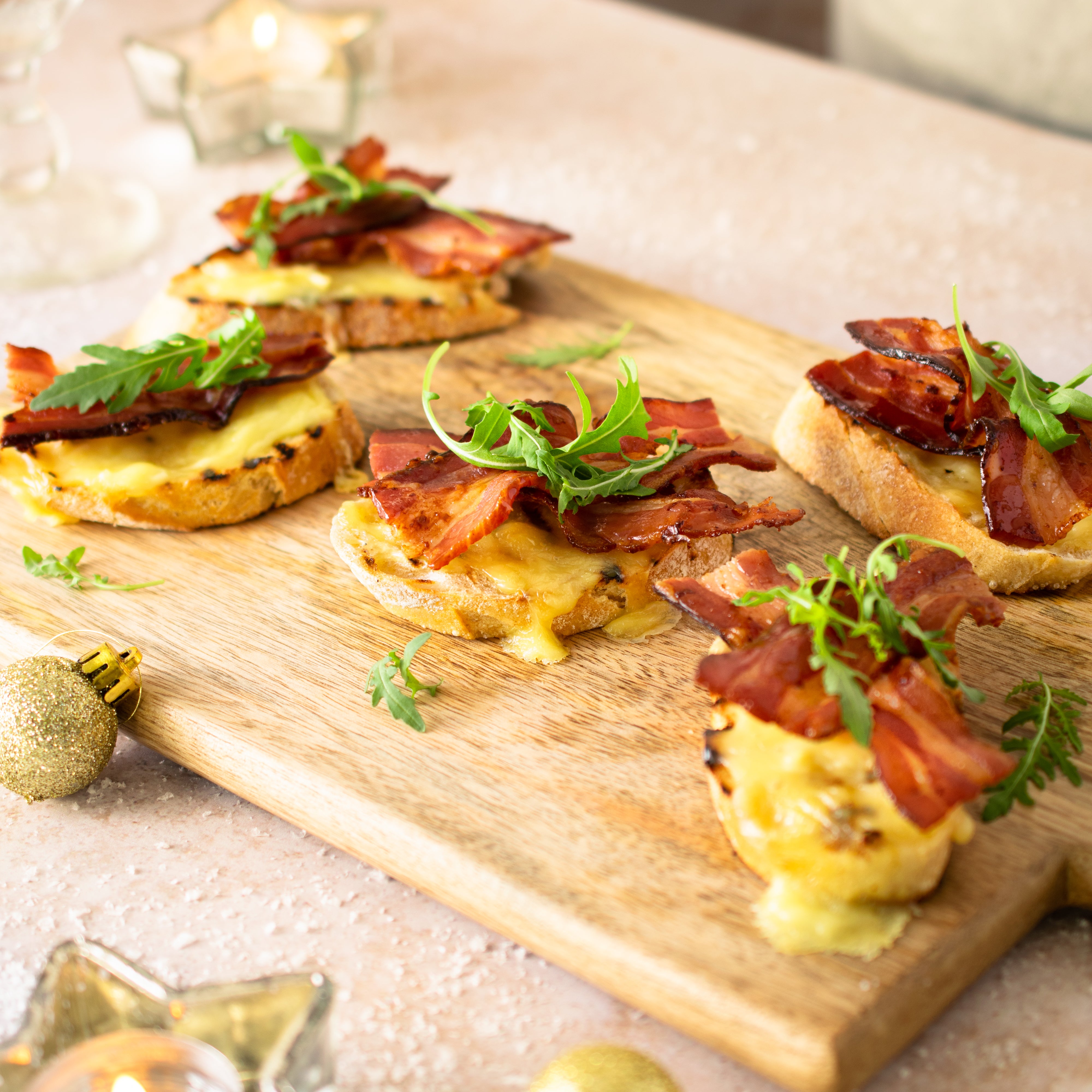 Smoky Cured Bacon, Brie and Cranberry Canapé