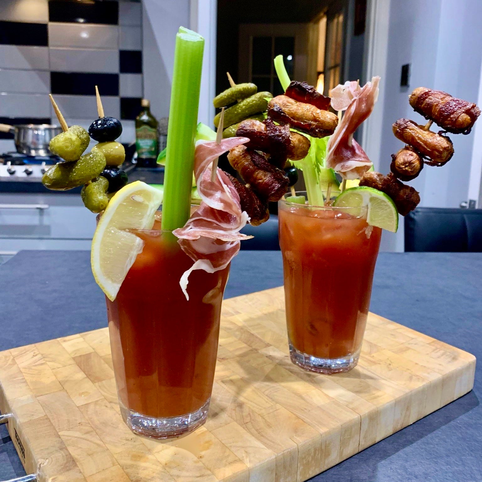 Pigs in Blankets Bloody Mary Tower