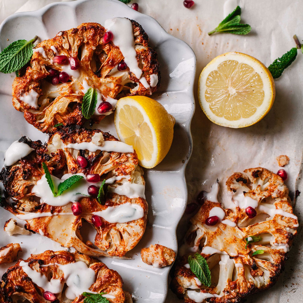 Tandoori Cauliflower Steaks with Mint Raita Drizzle