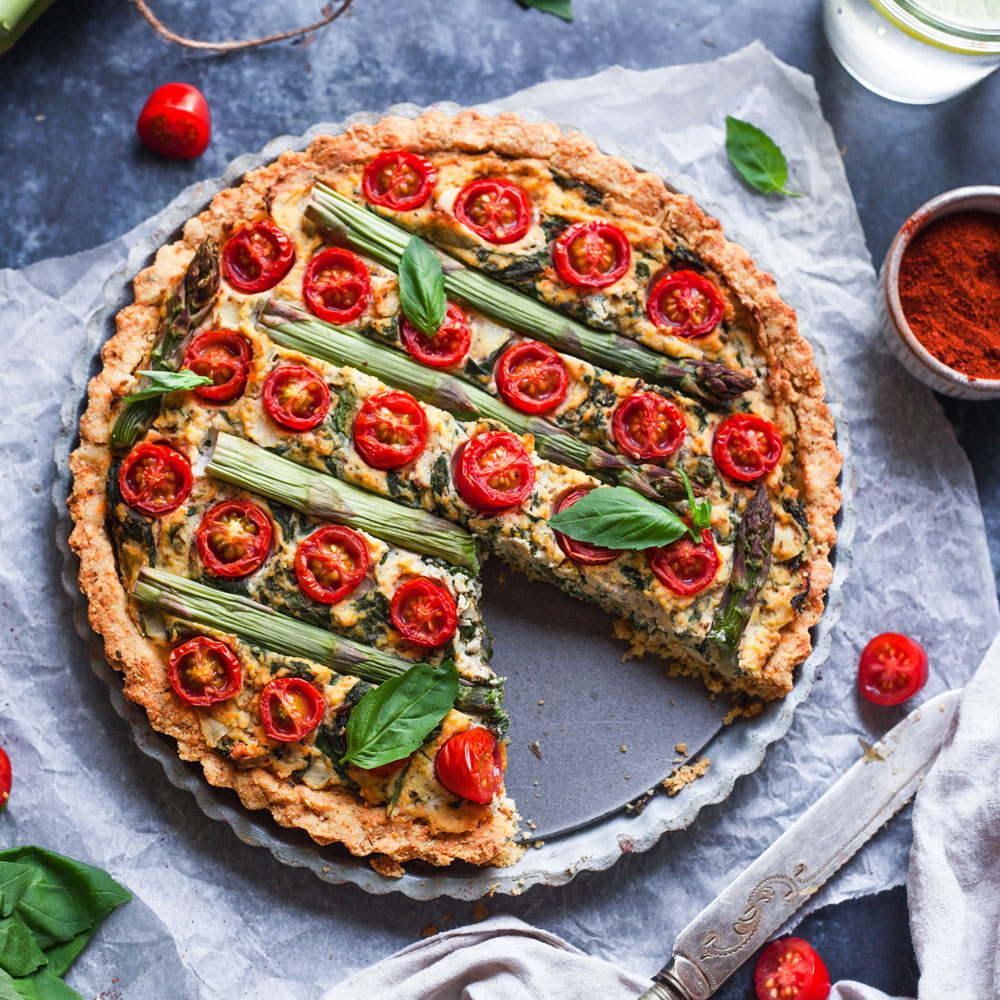 Vegan Asparagus, Tomato & Tofu Quiche Recipe – Ross & Ross Gifts